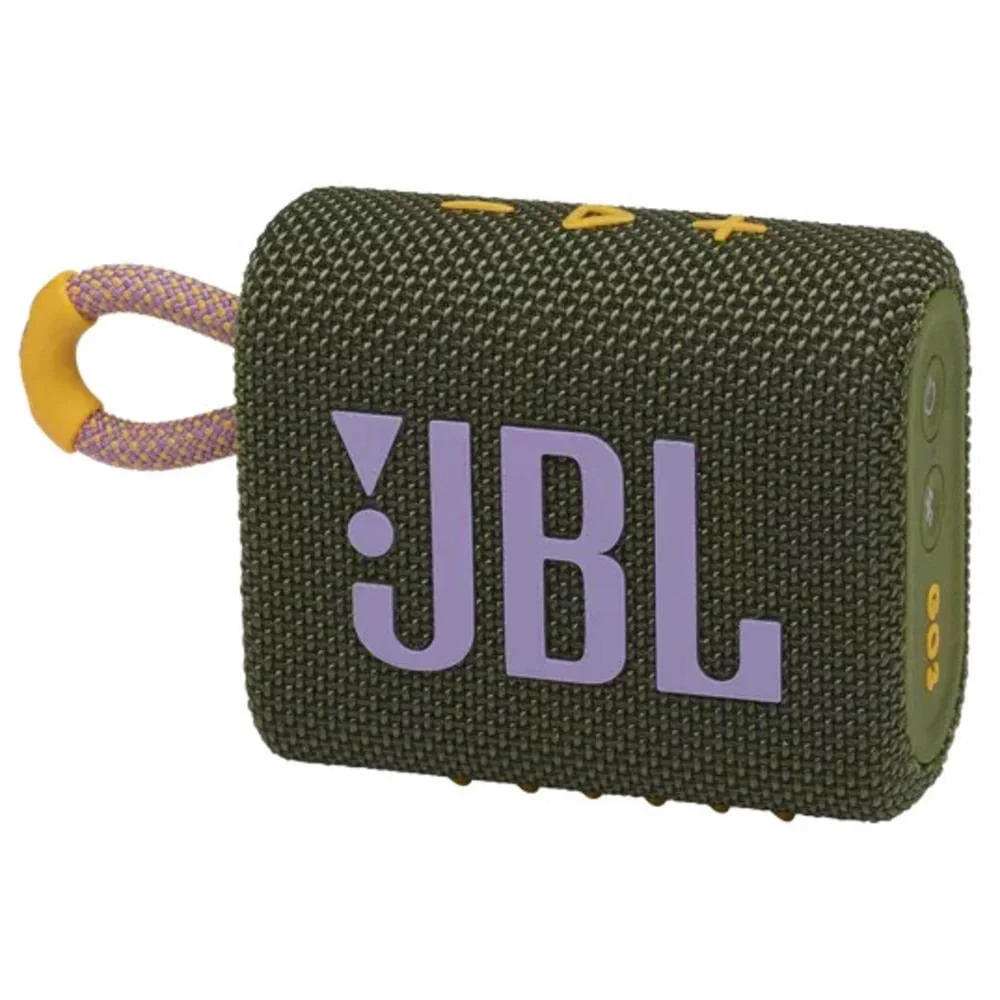 JBL Go 3, Wireless Ultra Portable Bluetooth Speaker, Pro Sound, Vibrant Colors with Rugged Fabric Design, Waterproof, Type C (Without Mic, Green)
